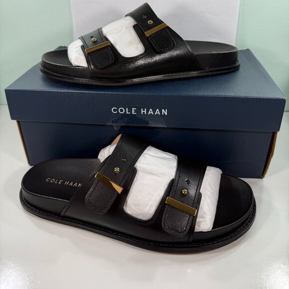 COLE HAAN Women's Marisol Footbed Sandals W31882 - Black Leather -FREESHIP - Picture 1 of 5